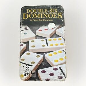 Cardinal Double-Six Dominoes 28 Color Dot Dominoes in Collector Tin New Sealed